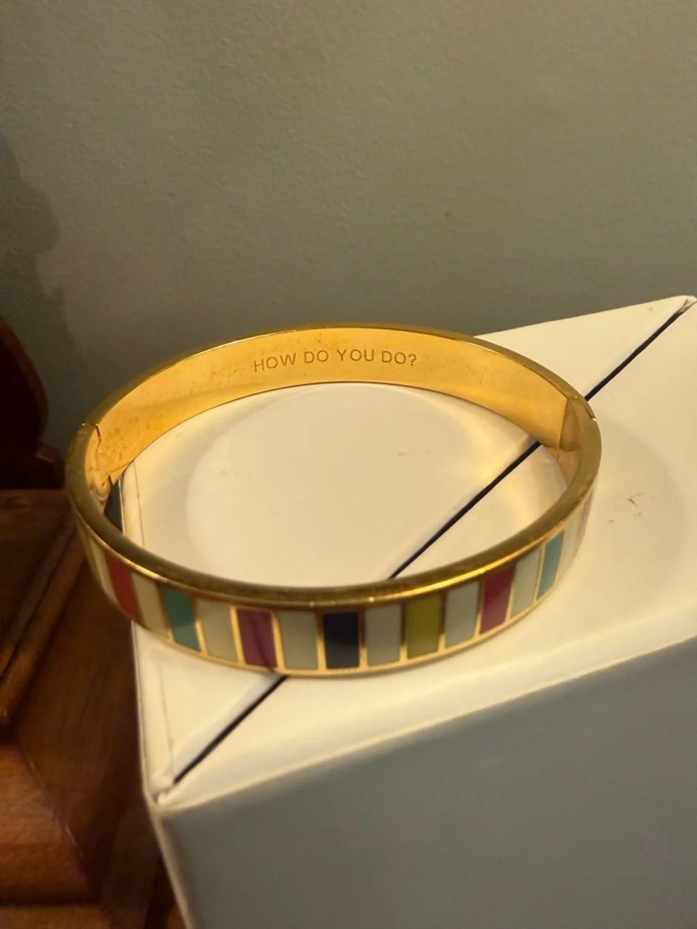 KATE SPADE How Do You Do Rainbow Stripe Bangle Bracelet Gold - Picture 6 of 8